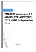 TMS3723 Assignment 5 (COMPLETE ANSWERS) 2024 - DUE 9 September 2024 ; 100% TRUSTED Complete, trusted solutions and explanations.