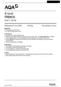 AQA A-level FRENCH Paper 2 Writing  7652/2 Questions Paper 2024