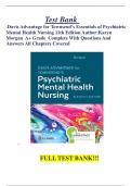                                 Test Bank   Davis Advantage for Townsend’s Essentials of Psychiatric Mental Health Nursing 11th Edition Author:Karyn Morgan  A+ Grade  Complete With Questions And Answers All Chapters Covered