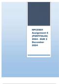 HPCOS81 ASSIGNMENT 6 (ANSWERS PORTFOLIO) 2024 - DUE 2 DECEMBER 2024 -100% TRUSTED Complete, trusted solutions and explanations - DISTICTION GARANTEED