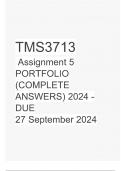 TMS3713 Assignment 5 PORTFOLIO (COMPLETE ANSWERS) 2024 - DUE 27 September 2024 -100% TRUSTED Complete, trusted solutions and explanations - DISTICTION GARANTEED