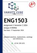 ENG1503 Assignment 2 (DETAILED ANSWERS) Semester 2 2024 - DISTINCTION GUARANTEED