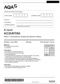 AQA A-level ACCOUNTING 7127/2 Paper 2 Accounting for analysis and decision-making QP 2024