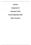 CIV3701 Assignment 2 (Quiz&Answers) Due 26 September 2024 (Detailed Answers)