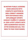 NJ NOTARY PUBLIC LICENSING EXAM (2023/24) WITH COMPLETE QUESTIONS &  100% CORRECT ANSWERS  WITH RATIONALES WELL EXPLAINED BY EXPERTS ALREADY PASSED!!!!! GRADED A+ 2024 LATEST UPDATE WITH 100% GUARANTEED SUCCESS AFTER DOWNLOAD (ALL YOU NEED TO PASS YOUR EX