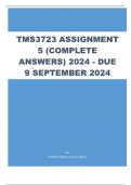 TMS3723 Assignment 5  2024 - DUE 9 September 2024 Questions & answers with complete solutions