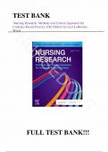 Test Bank - for Nursing Research Methods and Critical Appraisal for Evidence-Based Practice 10th Edition by Geri LoBiondo-Wood, All Chapters | Complete Guide A+