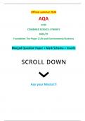 Official summer 2024 AQA GCSE COMBINED SCIENCE: SYNERGY 8465/2F Foundation Tier Paper 2 Life and Environmental Sciences Merged Question Paper + Mark Scheme + Inserts