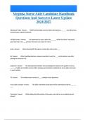 Virginia Nurse Aide Candidate Handbook Questions And Answers Latest Update 2024/2025