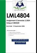 LML4804 Assignment 2 (QUALITY ANSWERS) Semester 2 2024