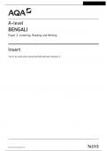 AQA A-level BENGALI 7637/3 Paper 3 Listening, Reading and Writing Insert 2024