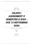 CSL2601 Assignment 2 Semester 2 2024 - ...24 QUESTIONS WITH COMPLETE ANSWERS