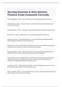  Nursing theorists & their theories Practice Exam Answered Correctly.