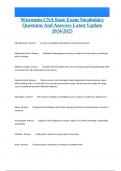 Wisconsin CNA State Exam Vocabulary Questions And Answers Latest Update 2024/2025