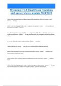 Wyoming CNA Final Exam Questions and answers latest update 2024/2025