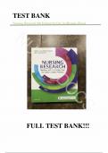 Test Bank - for Nursing Research 9th Edition by Geri LoBiondo-Wood, All Chapters 1-21 | Complete Guide A+