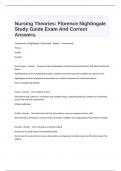  Nursing Theories: Florence Nightingale Study Guide Exam And Correct Answers.