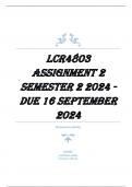 LCR4803 Assignment 2  Semester 2 2024 - DUE 16 September 2024 Complete answers with complete solutions