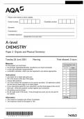 AQA A-level CHEMISTRY7 405/2 Paper 2 Organic and Physical Chemistry Questions Paper 2024