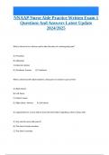 NNAAP Nurse Aide Practice Written Exam 1 Questions And Answers Latest Update 2024/2025