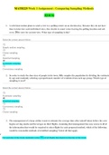 MATH 225N Week 1 Assignment / MATH225 Week 1 Assignment : Comparing Sampling Methods(New-2021):Chamberlain College of Nursing (ANSWERS VERIFIED) 