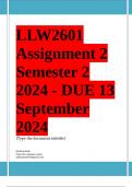 LLW2601 Assignment 2 (COMPLETE ANSWERS) Semester 2 2024 - DUE 13 September 2024 ; 100% TRUSTED Complete, trusted solutions and explanations