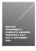 MAC3702 Assignment 2 (COMPLETE ANSWERS) Semester 2 2024 - DUE 12 September 2024 ; 100% TRUSTED Complete, trusted solutions and explanations.