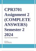 CPR3701 Assignment 2 (COMPLETE ANSWERS) Semester 2 2024 - DUE September 2024 ; 100% TRUSTED Complete, trusted solutions and explanations... 