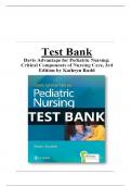 Test Bank Davis Advantage for Pediatric Nursing The Critical Components of Nursing Care Second Edition by Kathryn Rudd Chapter 1-22| A+ ULTIMATE GUIDE 2023/2024 update.