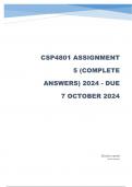 CSP4801 Assignment 5   2024 - DUE 7 October 2024