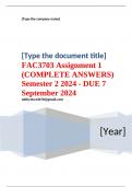 FAC3703 Assignment 1 (COMPLETE ANSWERS) Semester 2 2024 - DUE 7 September 2024 ; 100% TRUSTED Complete, trusted solutions and explanations. 