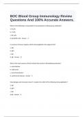  BOC Blood Group Immunology Review Questions And 100% Accurate Answers