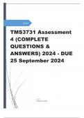 TMS3731 Assessment 4 (COMPLETE  ANSWERS) 2024 - DUE 25 September 2024