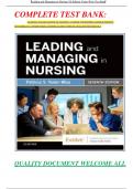 COMPLETE TEST BANK: LEADING AND MANAGING IN NURSING - E-BOOK 7TH EDITION, KINDLE EDITION BY PATRICIA S. YODER-WISE (AUTHOR) LATEST UPDATE. QUALITY DOCUMENT.A