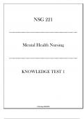 (HU) NSG 221 Mental Health Nursing - Knowledge Test 1 Guide 20242025