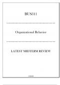 (Excelsior) BUS311 Organizational Behavior - Latest Midterm Review 20242025