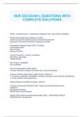 NUR 242 EXAM 1 QUESTIONS WITH COMPLETE SOLUTIONS