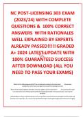 NC POST-LICENSING 303 EXAM (2023/24) WITH COMPLETE QUESTIONS &  100% CORRECT ANSWERS  WITH RATIONALES WELL EXPLAINED BY EXPERTS ALREADY PASSED!!!!! GRADED A+ 2024 LATEST UPDATE WITH 100% GUARANTEED SUCCESS AFTER DOWNLOAD (ALL YOU NEED TO PASS YOUR EXAMS)