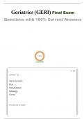 Geriatrics (GERI) Final Exam Questions with 100% Correct Answers