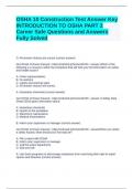 OSHA 10 Construction Test Answer Key INTRODUCTION TO OSHA PART 2 Career Safe Questions and Answers Fully Solved