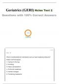 Geriatrics (GERI) Test 2 Nclex Questions with 100% Correct Answers