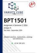 BPT1501 Assignment 4 (DETAILED ANSWERS) Semester 2 2024 - DISTINCTION GUARANTEED