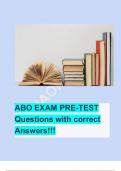 ABO Advance EXAM PRE-TEST Questions with correct Answers!!! 100% Verified RATED A++