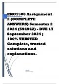 ENG1503 Assignment 2 (COMPLETE ANSWERS) Semester 2 2024 (594942) - DUE 17 September 2024 ; 100% TRUSTED Complete, trusted solutions and explanations.