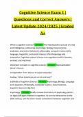 Cognitive Science Exam 1 | Questions and Correct Answers | Latest Update 2024/2025 | Graded A+