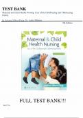 Test Bank for Maternal and Child Health Nursing 9th Edition by Silbert Flagg