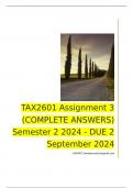 TAX2601 Assignment 3 (COMPLETE ANSWERS) Semester 2 2024 - DUE 2 September 2024