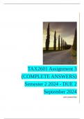 TAX2601 Assignment 3 (COMPLETE ANSWERS) Semester 2 2024 - DUE 2 September 2024