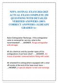 NFPA 10 FINAL EXAM 2024-2025 ACTUAL EXAM COMPLETE 250 QUESTIONS WITH DETAILED VERIFIED ANSWERS (100% CORRECT ANSWERS) /ALREADY GRADED A+