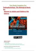 TESTBANK AND SOLUTIONS MANUAL FOR PATHOPHYSIOLOGY THE BIOLOGICAL BASIS  for ADULT AND CHILDREN DISEASES